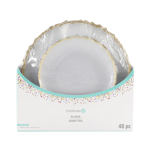 Gold Rim Clear Lunch & Dinner Plates, 40ct. by Celebrate It™